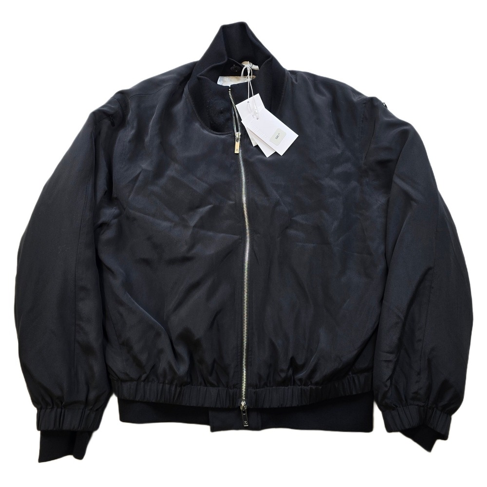Helmut Lang Zip Bomber Jackets Mens Medium Black 2 In 1 Jacket Silk $1295 NEW